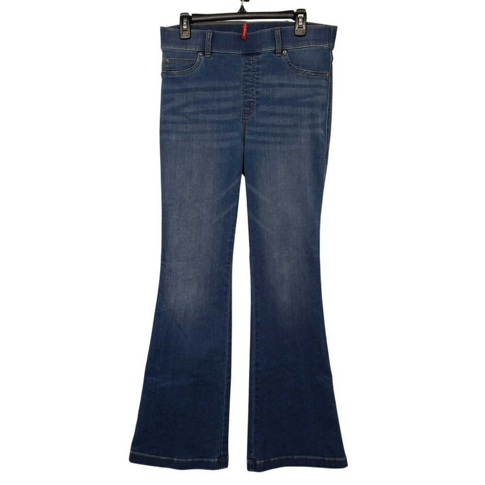 Spanx Pull On Elastic Waist Flare Leg Blue Jeans Womens L Large